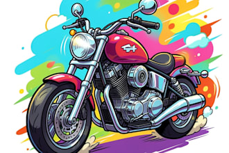 design hot rod car or motorcycle in cartoon for tshirt