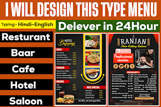 create a menu design restaurant saloon