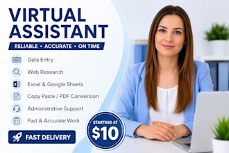 do accurate data entry, web research, virtual assistant tasks, invoicing