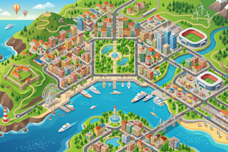 design illustrated maps, location maps, city maps, tourist maps and vector map