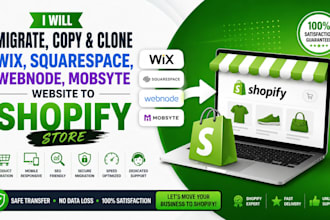 migrate copy clone wix squarespace webnode mobsyte store to shopify website
