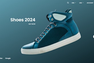 design elegant shopify shoe marketing store with edible product