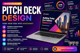 design, redesign pitch deck, powerpoint presentation, google slides and canva