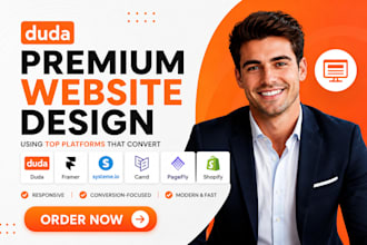design premium website using duda framer systemeio carrd pagefly shopify