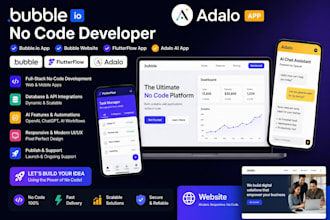 develop bubble io app, bubble website, flutterflow app, adalo ai app