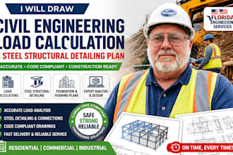 draw civil engineering load calculation, steel structural detailing plan florida