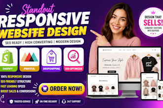 design duda responsive site keywords seo dropshipping shopify printiful store