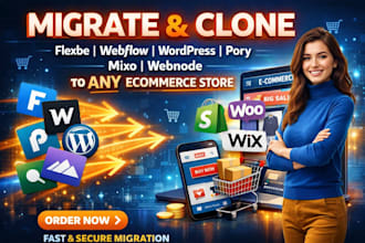 migrate clone flexbe webflow wordpress pory mixo webnode to any ecommerce store