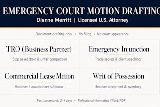 draft a motion to enforce your commercial lease or evict a tenant as US attorney