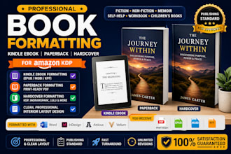 do book formatting, kindle ebook, paperback and hardcover for amazon KDP