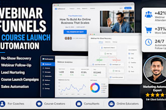 build webinar funnels no show recovery course launch automation and campaigns