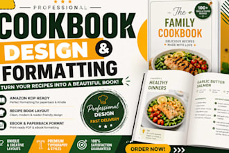 write design and format cookbook, recipe book, and amazon KDP cookbook