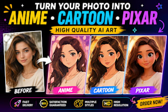 turn your photo into anime, cartoon, or pixar ai art