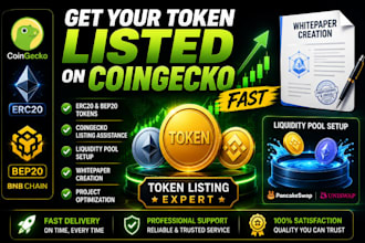 get erc20, bep20 token listing on coingecko,  liquidity pool, whitepaper setup