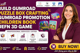 build gumroad puzzle box crafting gumroad promotion children book uefn 3d game