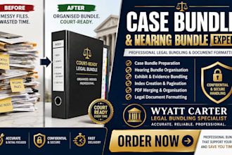 create case bundle, hearing bundle, legal bundling, exhibit bundle, formatting