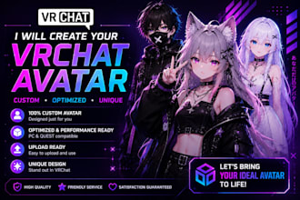 create unique 3d character avatars for vrchat
