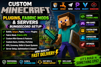 develop custom minecraft plugins, fabric mods, bungeecord setups and servers