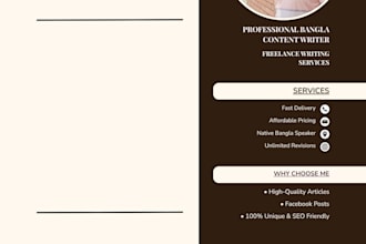 write professional bangla content and facebook posts