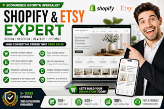design shopify store etsy shop shopify, etsy SEO and ecommerce website