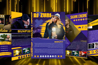 design epk, one sheet, speaker press kit epk, dj artist press kit, branding  kit