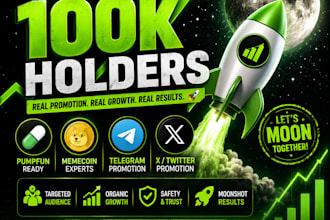 pump to 100k holders, moonshot, pumpfun, memecoin, telegram, x twitter promotion