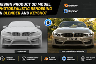 design product 3d model, photorealistic rendering in blender and keyshot