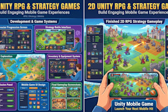 develop unity 2d rpg game, unity mobile game, 2d strategy game, rts mobile game
