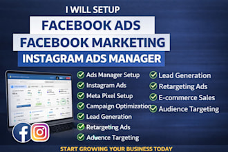 setup facebook ads, face book marketing, instagram ads manager
