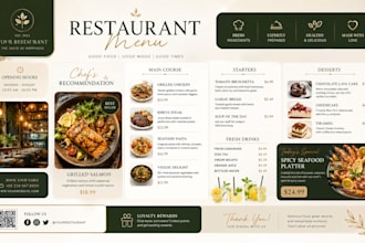 design restaurant menu, food menu, cafe menu and price list in canva