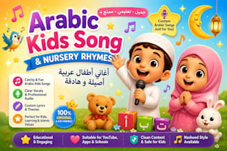 write, sing and produce fun arabic song, nursery rhymes for kid as female singer