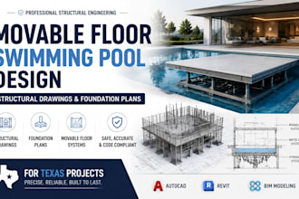 design texas movable floor swimming pool, structural drawings, foundation plans