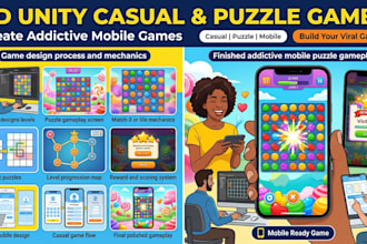 develop 2d unity puzzle mobile game, hyper casual game, brain game, match 3 game