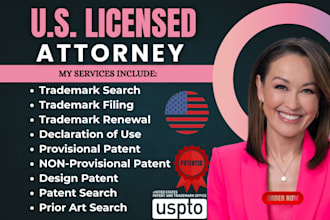 be your US licensed attorney for your brand and invention registration, sou