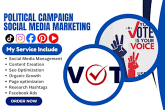 be your political campaign social media marketing manager, campaign facebook ads