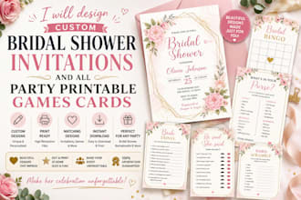 design custom bridal shower invitations and all party printable games cards