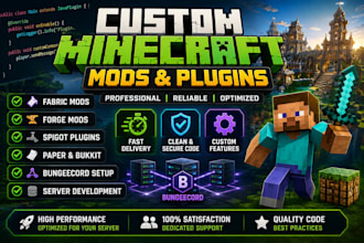 develop a custom minecraft plugin, forge fabric mod or bungeecord setup