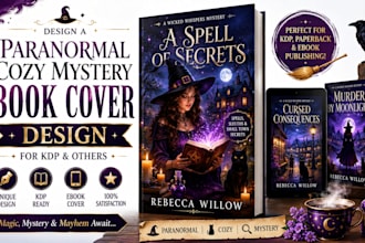 design a paranormal witch cozy mystery book cover for KDP