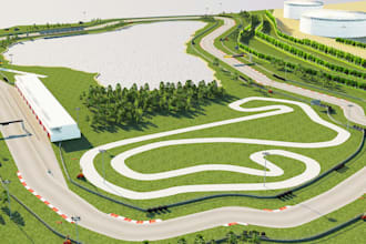 design 3d race track, racing circuit, motorsport facility, track layout design