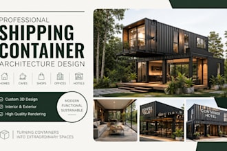 design shipping container homes, cafes, shops and commercial spaces in 3d