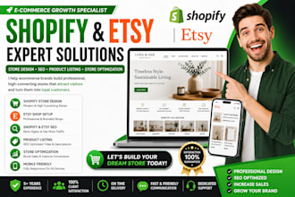 create shopify store etsy shop shopify SEO etsy and product listing