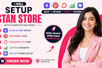 setup stan store with pinterest ads convert kit crm listing growth payhip