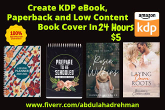 design KDP ebook and low content book cover in 24 hours