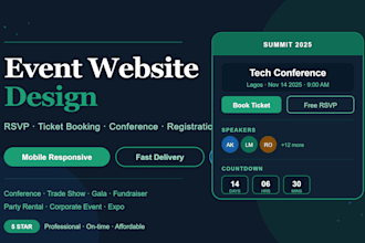 a professional event website with rsvp and ticket booking