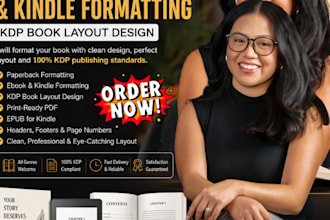 do paperback formatting, ebook and kindle formatting, kdp book layout design