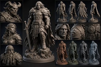 sculpt quality character model for 3d printing, miniatures or collectible