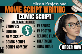 write script writing, movie script, screenwriting or comic book script in fdx