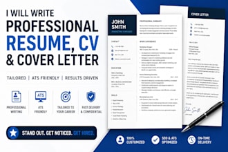 write a professional resume, cover letter and CV