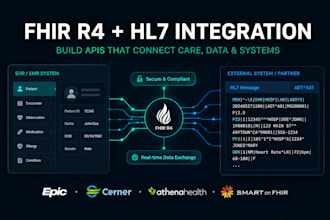 build fhir r4 apis, hl7 integration for healthcare data interoperability project