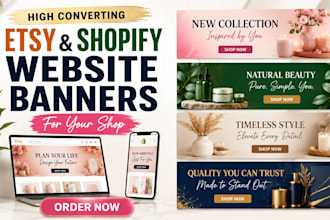 design stunning web banner, shopify banner, hero image, etsy and facebook cover